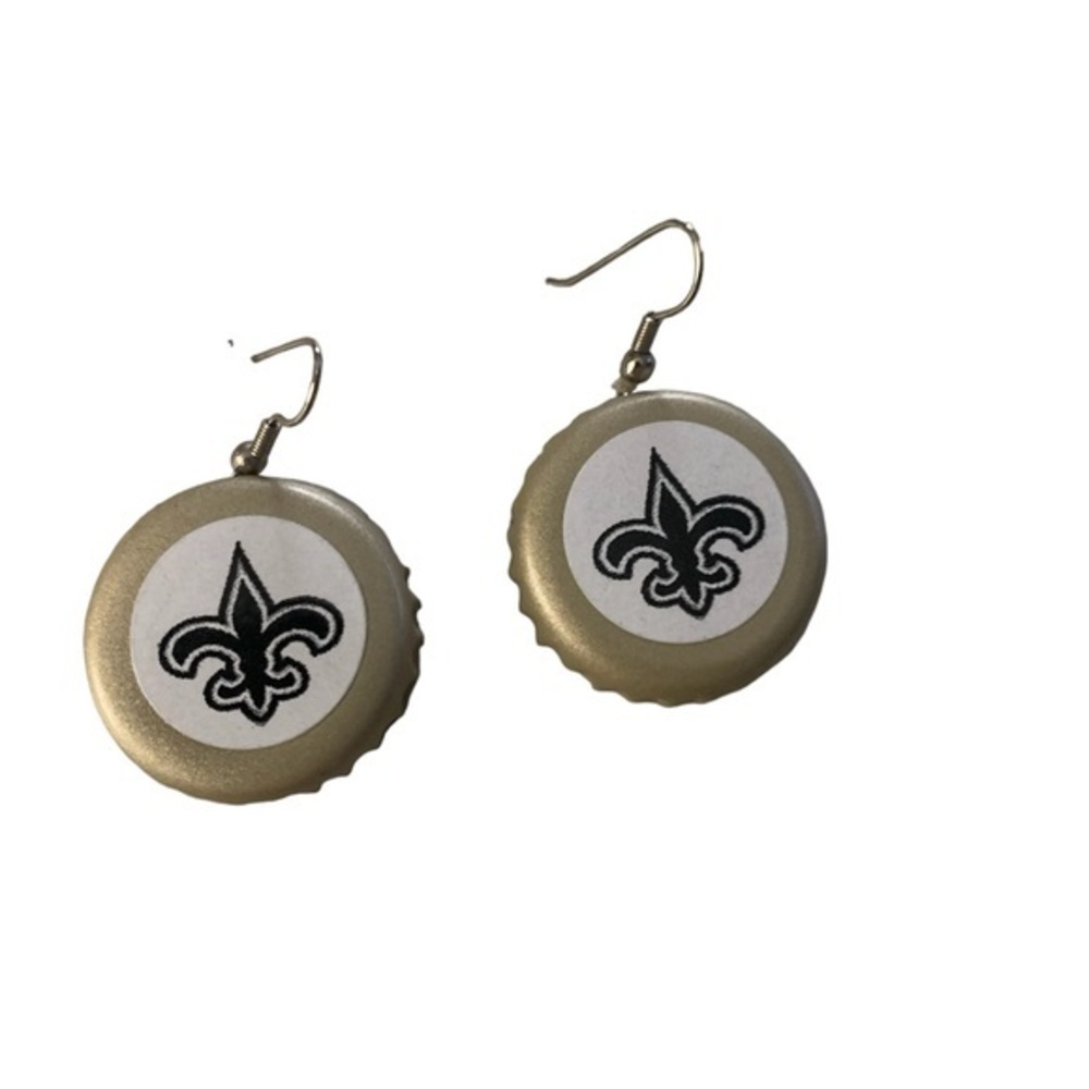 New Orleans Saints Black and Gold Fleur de lis Earrings